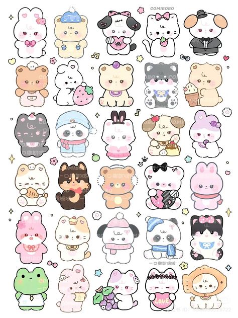 Emoji Printable Stickers, Kawaii Journaling Stickers, Cute Stickers Printable Kawaii Planners, Korean Cute Stickers Printable, Cute Kawaii Stickers Diy, Cute Drawings For Stickers, Kawaii Korean Stickers Printable, Cute Kawaii Drawings Doodles, Kawaii Stickers Printable Scrapbooking