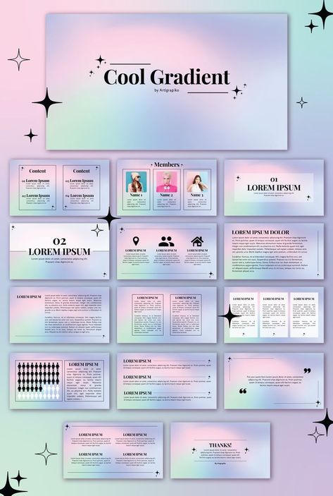 gradient presentation using canva with stars and minimal Aesthetic Power Point Template, Templat Power Point Aesthetic, Canva Powerpoint Template Free, Aesthetic Canva Templates Free, Powerpoint Aesthetic Templates, Canva Creative Design, Canva Presentation Ideas School, Canva Cute Templates, Id Templates Aesthetic