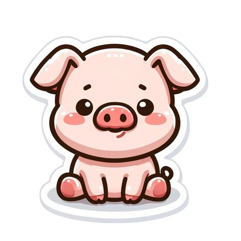 Pig Cute Drawing, Pigs Cartoon, Cute Pig Cartoon, Chibi Animals, Pig Drawing, Pig Pictures, Bows Diy Ribbon, Cute Kawaii Animals, Kawaii Pig