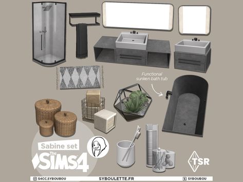 Sims 4 Syboulette, Sunken Bath, Sims 4 Cc Furniture Living Rooms, Lotes The Sims 4, Sims 4 Kitchen, Die Sims 4, Mod Furniture, Sims 4 Bedroom, Sims 4 Clutter