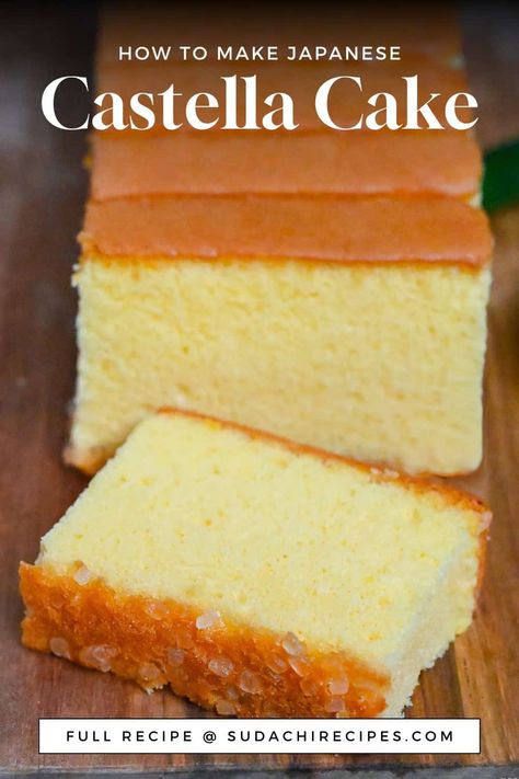 Japanese Yogurt Cake, Japanese Pound Cake, Japanese Castella Cake, Japanese Castella Cake Recipe, Taiwanese Castella Cake, Castellated Cake, Japanese Jiggly Cake, Japanese Baking Recipes, Japanese Fluffy Cake Recipe