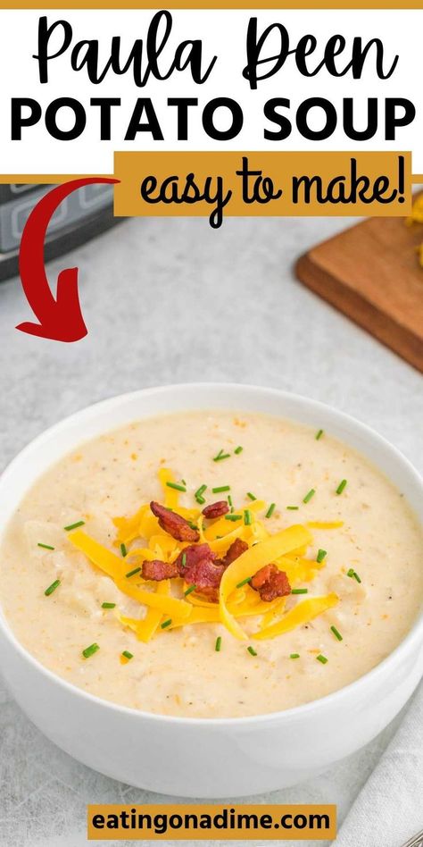 Crockpot Pot Potato Soup, Crockpot Potato Soup Recipes With Hashbrowns, The Best Cheesy Potato Soup, Houlihans Potato Soup Recipe, Paula Dean Potato Soup Crock Pot, Paula Deen Potato Soup Recipe, Paula Deans Potato Soup Recipe, Baked Potato Soup No Bacon, Cheese Potatoes Soup