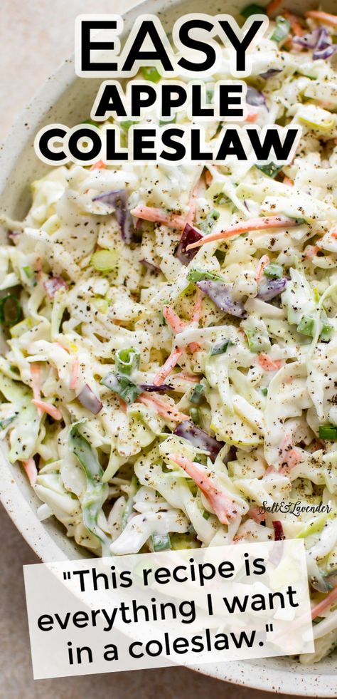 Coleslaw Apple Cider Vinegar, Bbq Sandwich With Coleslaw, 7 Day Coleslaw Recipe, Apple Slaw Dressing, Coleslaw Lunch Ideas, Fruit Slaw Recipes, Come Slaw Recipe, Apple Poppyseed Coleslaw, Coleslaw Recipe Without Mayo