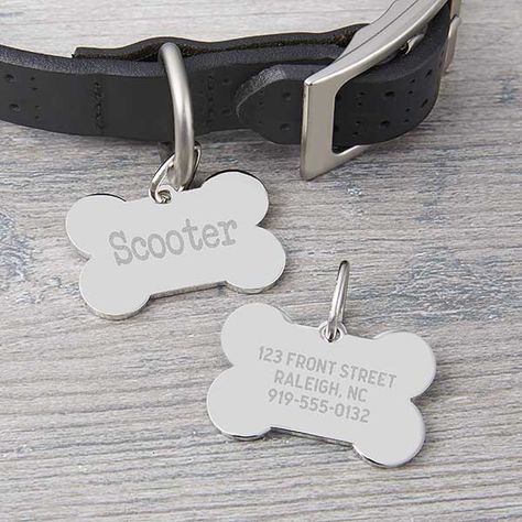 Personalized Dog ID Tags | Personalization Mall Pet Name Tags, Personalized Dog Tags, Custom Dog Tags, Market Ideas, Mobile Holder, Engraved Metal, Dog Bones, Occupational Therapist, Dog Id Tags