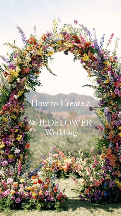 A Wild Frolic through a Flower Dreamland | Read my Top 5 tips below to create a Wildflower Wedding 1. Have a meadow style aisle……this means flowers arranged so that they appear to… | Instagram Wild Flowers Wedding Decorations, Diy Wedding Centerpieces Wildflowers, Fall Wedding Whimsical, Wedding Flowers Tuscany, Wild Flower Spring Wedding, Wild Flower Wedding Backdrop, Lavender Wildflower Wedding, Wildflower Ceremony Decor, May Day Wedding