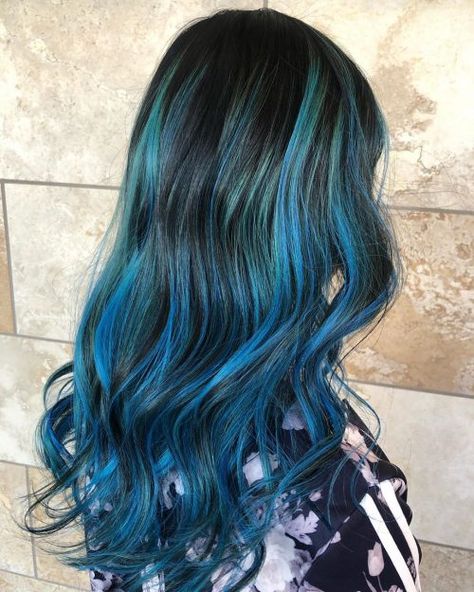 19 Most Amazing Blue Black Hair Color Looks of 2021 Pastel Blue Highlights, Blue Highlights On Black Hair, Cute Hair Dye Ideas, Black Hair With Blue, Hear Color, Black Hair With Blue Highlights, Hair With Blue Highlights, Cute Hair Dye, Lavender Things