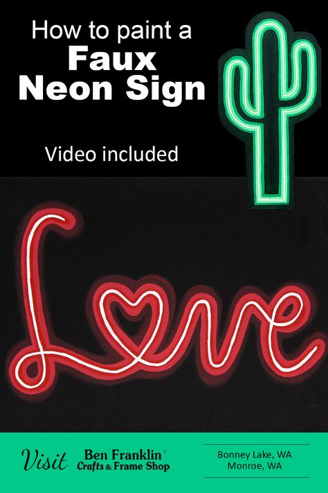 Unlock the creative process of How to Paint a Faux Neon Sign with this comprehensive guide. #BenFranklinCrafts #FauxNeonSign #DIY #crafts #TrendyCraft Diy Neon Sign Painting, Painted Neon Sign, How To Paint Neon Effect, Neon Sign Painting Canvas Diy, Faux Neon Sign, Sign Video, Diy Neon Sign, Autumn Party, Crafting Inspiration