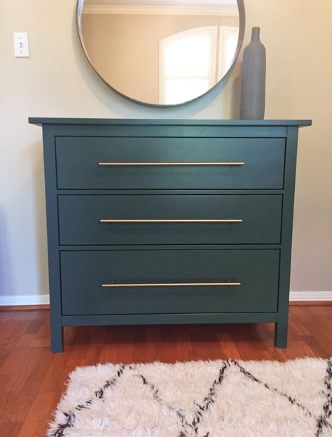 IKEA Hack - Forest Green Hemnes Dresser with Brass Pulls - Plum Street Collective Amazing Ikea Hacks, Ikea Hemnes Dresser, Hemnes Dresser, Green Dresser, Easy Ikea Hack, Ikea Hack Ideas, Ikea Hemnes, Ikea Furniture Hacks, Best Ikea