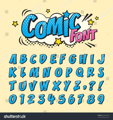 Comic retro font set. Alphabet letters Pop Art Font, Font Wallpaper, Comic Book Font, Letters Cursive, Letras Cool, Fonts Vintage, Alfabet Font, Fonts Cursive, Font Serif