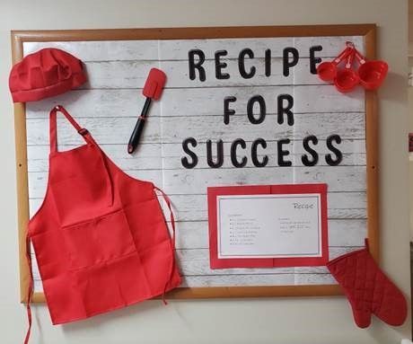 School Cafeteria Decorations, Cafeteria Bulletin Boards, Food Bulletin Boards, Cooking Theme, Daycare Menu, Family Fun Day, School Cafeteria, Recipe For Success, Lunch Room