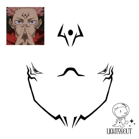 Jjk Sukuna Makeup, How To Do Sukuna Makeup, Jujutsu Kaisen Face Paint, Sukuna Inspired Makeup, Jjk Face Markings, Sukuna Face Markings, Anime Face Makeup, Sukuna Face Paint, Sukuna Make-up