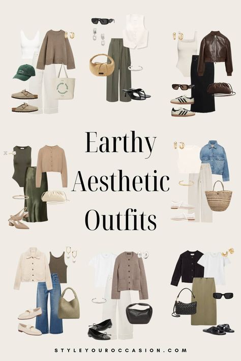 16+ Earthy Outfits For The Chic Granola Girl [2024] Earth Tone Wardrobe, Earthy Aesthetic Outfits, Earthy Tone Outfits, Outfit Aesthetic Ideas, Earth Tones Outfit, Effortless Spring Outfit, Outfits Earthy, Earthy Outfits Aesthetic, Earth Tone Outfits