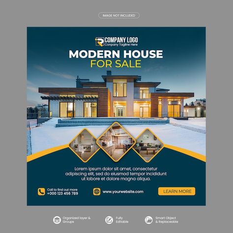 Construction Billboard Design, Property Ads, Art Deco Design Graphics, Real Estate Banner, Modern Homes For Sale, Photoshop Tutorial Typography, Real Estate Marketing Design, Social Media Branding Design, Poster Template Design