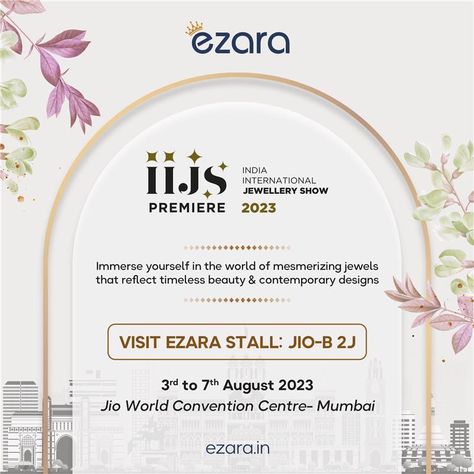 Indulge your senses in the finest collection of exquisite jewelry that combines timeless elegance with contemporary designs. From dazzling necklaces to enchanting earrings, Ezara invites you to experience the epitome of craftsmanship. ✨ Discover the allure of Ezara's creations at IIJS and let your style shine bright. . #Ezara #IIJS #EzaraStall #JewelryExhibition #ExquisiteCraftsmanship #TimelessElegance #JewelryLovers #VisitUs #EzaraJewels #diamonds #Jewellery #diamondjewellery Jewellery Invitation Design, Jewellery Exhibition Poster, Iijs Exhibition Invite, Jewelry Exhibition Invitation, Iijs Exhibition, Jewellery Exhibition Invitation, Store Launch Invite, Exhibition Invitation Design, Pamplet Design