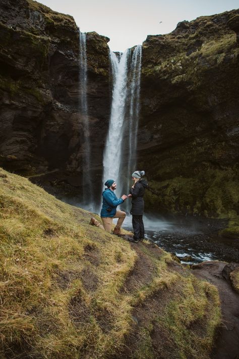 Waterfall Proposal, Secret Waterfall, Proposal Inspiration, Fairytale Theme, Ontario Wedding, Iceland Waterfalls, Romantic Surprise, Early Winter, Wedding Proposals