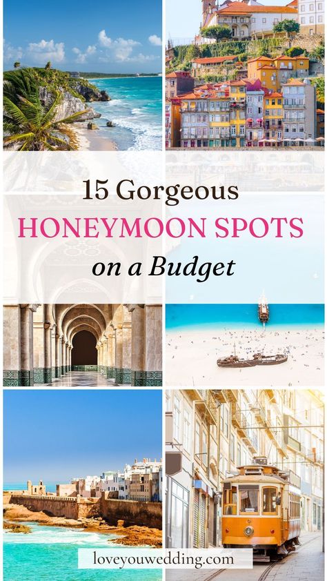 15+ Amazing but Cheap Honeymoon Destination Ideas💑🏻#LoveStory #RomanticEncounters #HeartfeltConnections #DateNightIdeas #SoulmateSearch #FlirtyFridays #CandlelitDinners #StarryEyedMoments #LoveQuotes #DreamyDates #WhisperedPromises #AmourAdventures Honeymoon Asthetic, Honeymoon Destinations Usa, Budget Friendly Honeymoon Destinations, Unique Honeymoon Destinations, Tropical Honeymoon Destinations, Cheap Honeymoon, Affordable Honeymoon, Top Honeymoon Destinations, Europe Honeymoon