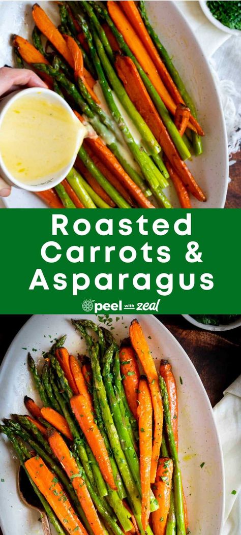 The best way to cook carrots and asparagus together. These Spring vegetables are the perfect pair. Topped with fresh herbs and quick and easy garlic lemon dressing. So delicious! Roasted Carrots And Asparagus, Carrots With Hummus, Carrots And Asparagus, Asparagus Side Dish, Delicious Salad Dressings, Easter Side Dishes, Vegetable Side Dishes Recipes, Lemon Dill, Easter Dinner Recipes