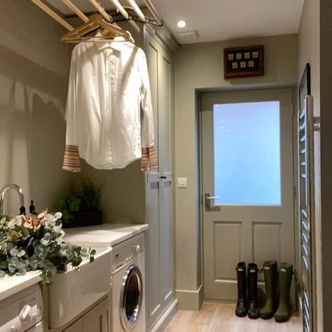 Utility Room Airer, Utility Room And Shower Room, Sliding Doors Utility Room, Bootroom Laundry Room, Utility Room Ideas Narrow, Country Cottage Utility Room, Wet Room Utility Ideas, Small Utility Room With Window, Utility Room With Fridge