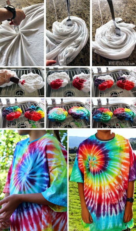 Tie Dye Shirt Ideas! Repinned by CAPA www.capacares.org Diy Tie Dye, Ty Dye, Tie Dye Patterns Diy, Diy Tie Dye Shirts, Tie Dye Party, Tie Dye Crafts, Diy Tie, How To Tie Dye, Tie Dye Techniques