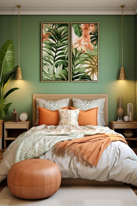 Hawaiian Bedroom Ideas, Hawaiian Bedroom, Small Modern Bedroom, Coral Bedroom, Stile Boho Chic, Tropical Interior, Tropical Bedrooms, Tropical Home Decor, Nyc Apartment