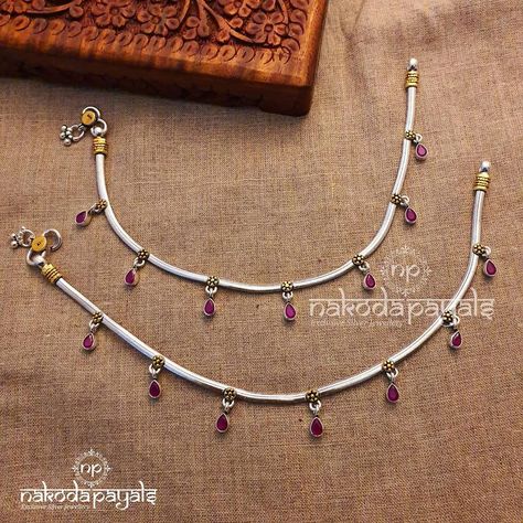 Pure Silver Dual Tone Anklets ~ South India Jewels Patilu Silver, Pattilu Designs Silver Simple Latest, Silver Pattilu Latest Designs, Kolusu Designs Silver, Silver Payal Design Indian Anklets, Pattilu Designs Silver, Payal Designs Silver For Bride, Anklets Indian Silver, Silver Payal Design