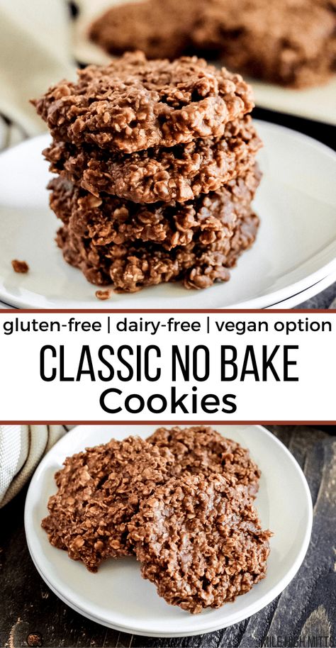 Classic No Bake Cookies, Gluten Free Dairy Free Dessert, Dairy Free Baking, Dairy Free Cookies, Less Sugar, Baking Recipes Cookies, Gluten Free Sweets, Gluten Free Dairy Free Recipes, Dairy Free Dessert