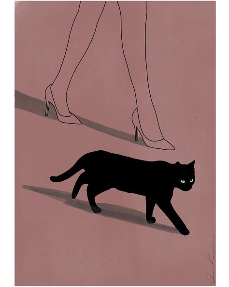 Walk it like you talk it Black Cat Walking, Road Drawing, Weird Cats, Black Cat Drawing, Cat Outline, Animal Doodles, Warrior Cats Art, Black Cat Art, Cat Walk