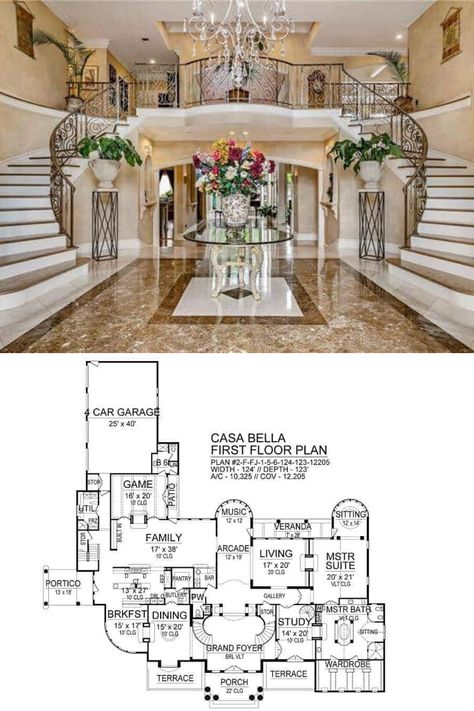 Tuscan Mansion, Elevation Sketch, Luxury House Floor Plans, Mansion Plans, Luxury Floor Plans, Mansion Floor Plan, تصميم للمنزل العصري, Grand Foyer, Sims House Plans