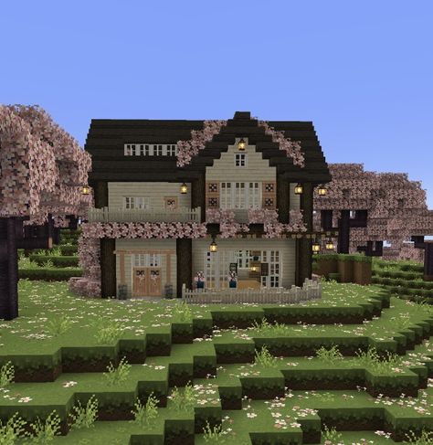 did you guys miss my tiny houses? 😋(the link to the tutorial is on the pic and is made by Croissant Cat) 2 Story Minecraft House Ideas, Cute 2 Story Minecraft House, Cute House Ideas For Minecraft, Front Porch Ideas Minecraft, Minecraft House Easy Ideas, Mincraft Idea Houses Pink, Minecraft Homes Ideas, Pretty Minecraft Houses Easy, Concrete Minecraft Houses