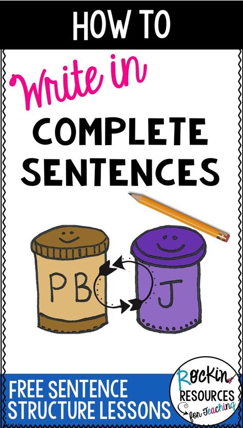 Great teaching tips and ideas for writing in complete sentences and using subjects and predicates!  Subjects and predicates go together like peanut butter and jelly!  This is a series of writing lessons with links to other sentence structure activities. Teaching Sentence Structure, Sentence Structure Activities, Teaching Sentences, Ideas For Writing, Writing Complete Sentences, Writing Mini Lessons, Second Grade Writing, Sentence Activities, 3rd Grade Writing