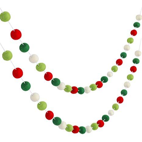 Amazon.com: 2 Pieces Christmas Felt Ball Pom Pom Garlands Colorful Felt Pom Pom Garland 9.8 Feet Christmas Hanging Garland Banner for Party Home Decoration (Multicolored): Home & Kitchen Christmas Pom Pom, Classroom Wall Decor, Christmas Crafts For Adults, Ball Garland, Felt Ball Garland, Painted Christmas Ornaments, Christmas Tree Garland, Hanging Garland, Tree Garland