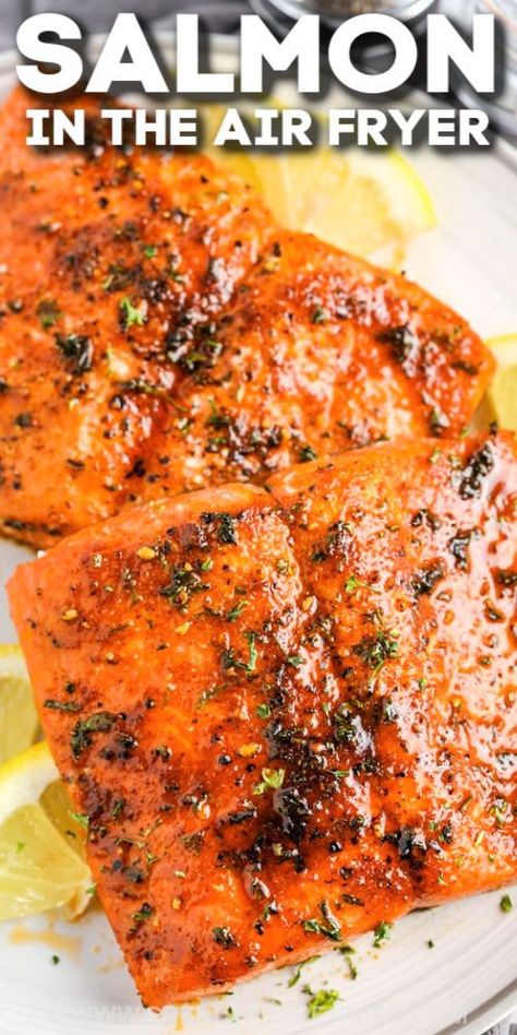 Crispy Salmon Air Fryer Recipes, Easy Air Fryer Salmon, Salmon In The Air Fryer, Fried Salmon Recipes, Salmon In Air Fryer, Air Fryer Recipes Salmon, Cooking Salmon Fillet, Seasoned Salmon, Salmon Fillet Recipes