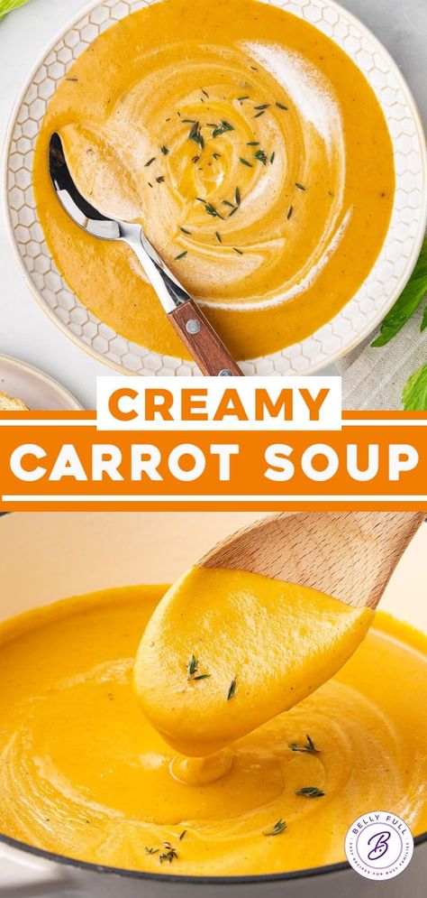 White Bean Carrot Soup, Veloute Soup Recipes, Carrot Puree Soup, California Vegetable Soup, Creamy Veggie Soup Recipes, Best Pureed Soups, Butter Poached Carrots, Carrot Bisque Soup, Smooth Food Recipes