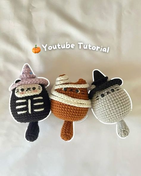 #crochet #halloween #diy #amigurumi #craft #yarn Crochet Halloween Cat Free Pattern, Cute Cat Crochet Pattern, Crochet Cat Free Pattern Amigurumi, Simple Amigurumi Pattern Free, Crochet Cat Patterns, Diy Amigurumi, Crochet Tutorial Pattern, Halloween Cats, Crochet Halloween