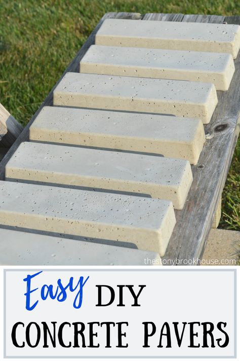 DIY Concrete Bricks Diy Pavers Mold, Diy Concrete Pavers, Concrete Pavers Diy, Concrete Pavers Walkway, Concrete Molds Diy, Concrete Edging, Pavers Diy, Paver Walkway, Bricks Diy