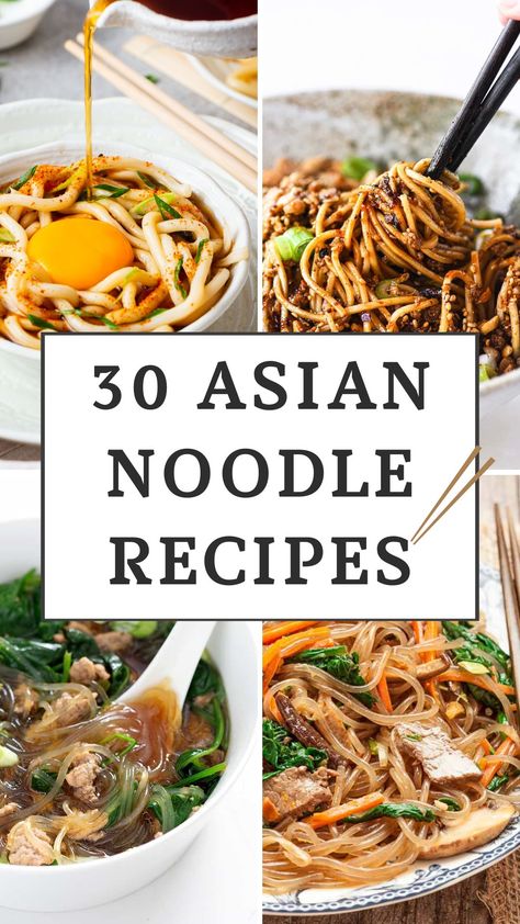 From classic Japanese ramen to Thai pad thai, explore 30 Asian noodle recipes that are perfect for quick and easy meals at home. Homemade Asian Noodle Recipes, Easy Asian Ramen Noodle Recipes, Asian Noodle Dishes Recipes, Thai Noodle Sauce Recipes, Easy Asian Pasta Recipes, Comfort Noodle Recipes, Asian Style Meals, Asian Dry Noodle Recipe, Asian Cooking Staples