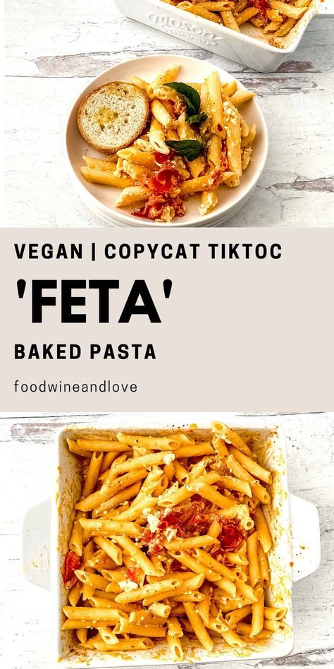 Vegan Feta Pasta Bake, Vegan Feta Pasta, Italian Pasta Bake, Baked Recipe, Vegan Feta, Feta Cheese Recipes, Vegan Feta Cheese, Vegan Pasta Recipes, Feta Pasta