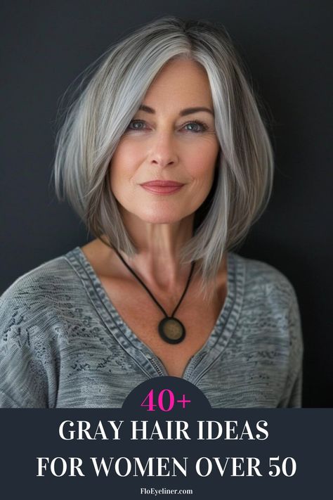 Looking for salt and pepper hair ideas for women over 50? Then you need to see the collection of 40+ stylish gray hair ideas we just posted on our blog. From natural black and gray blends to bold silver highlights, there are so many chic and modern ways to wear your grays. Click the pin for inspiration and save your favorite looks! Gray Hair Ideas Over 50, Grey Hair Ideas Going Gray, Color For Gray Hair Highlights, Grey Hair With Dark Underneath, Best Highlights For Greying Hair, Highlights And Lowlights For Grey Hair, Modern Grey Hairstyles, Gray Hair And Glasses, Womens Grey Hair