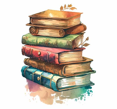 Stack of old vintage books hand drawn co... | Premium Photo #Freepik #photo #book #textbook #open-book #literature-background Books Clipart, Book Png, Book Background, Watercolor Books, Book Drawing, Painted Books, Book Images, Color Pencil Drawing, Chiaroscuro