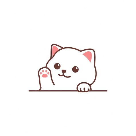 Premium Vector | Cute white cat waving paw cartoon vector illustration Cat Animated Drawing, Cat With Paws Up, Cat Cute Animation, White Cat Animated, Cute Cats Animated, Cute Animation Drawings, Vector Cat Illustration, Kitty Paws Drawing, How To Draw Cute Cat