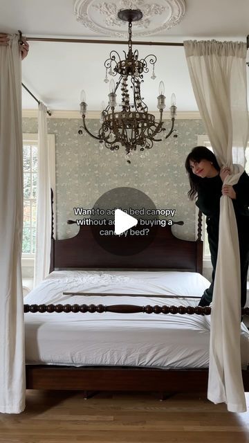 Canopy Bed Fabric, Modern Four Poster Bed With Curtains, Canopy Bed Ideas Diy Curtain Rods, Canopy Curtains Bed, King Size Bed Canopy, Canopy Bed Low Ceiling, Canopy Bed Frame With Curtains, Makeshift Canopy Bed, Faux Canopy Bed Diy