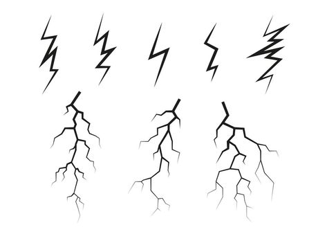 Drawing Lighting Bolt, How To Draw Thunder And Lightning, Lightning Bolt Face Tattoo, Lightning Line Tattoo, Thunder Art Lightning, Lightning Line Art, Lightning Minimalist Tattoo, Lightning Bolt Sketch, How To Draw Lightning Bolts