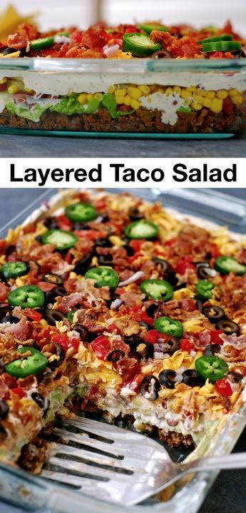 Layered Taco Salad Recipe, Layered Taco Salad, Layered Taco Salads, Salad Taco, Friendly Photo, Easy Potluck Recipes, Layered Taco, Taco Salad Recipe, Potluck Dinner