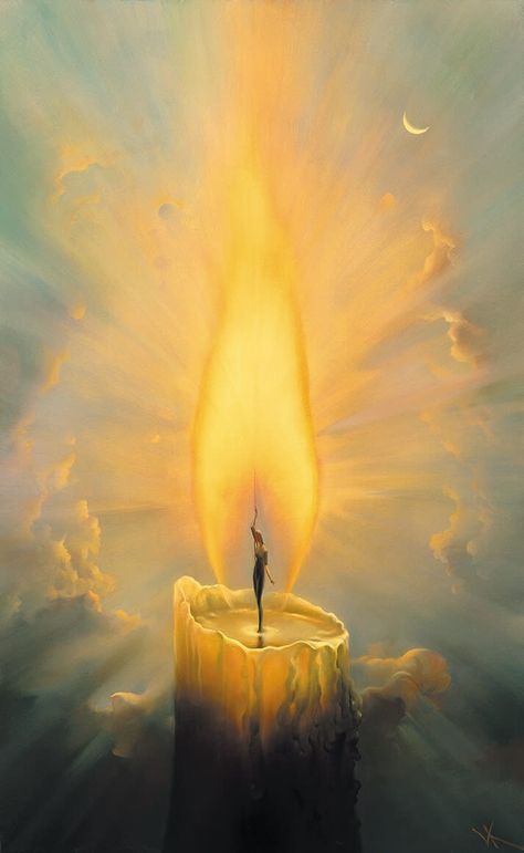 CANDLE | Vladimir Kush - Kush Fine Art Salvador Dali Paintings, Dali Paintings, Figurative Kunst, Spiritual Artwork, Arte Inspo, Visionary Art, Arte Fantasy, Ethereal Art, Salvador Dali