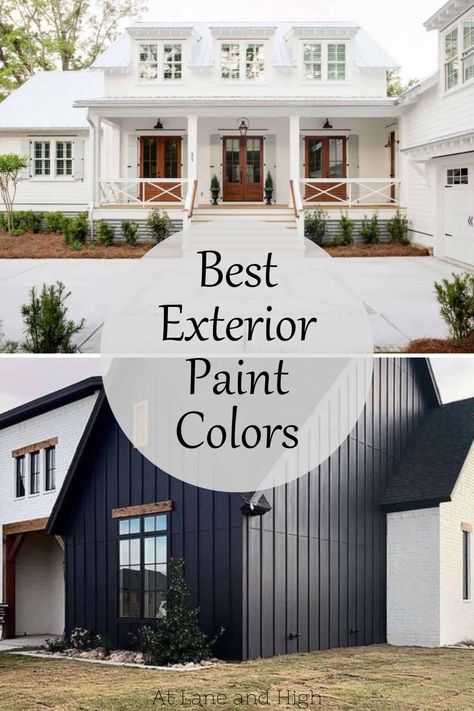 It can be so hard to choose paint colors for a space as large as the exterior of your home. I have gathered all the best exterior paint colors for 2024, the trends in exterior paint the designers are choosing, as well as some other things you will want to keep in mind when choosing accents for the exterior of your home. It's all right here! Sherwin Exterior Paint Colors For House, Exterior Paint Colors That Make Your House Look Bigger, Best Colour To Paint House Outside, Shingles On House Exterior, Best Paint Colors For Exterior House, House Paint Outside Exterior Colors, Modern Home Paint Exterior, Bungalow House Paint Exterior Colors, Japandi Exterior House Colors