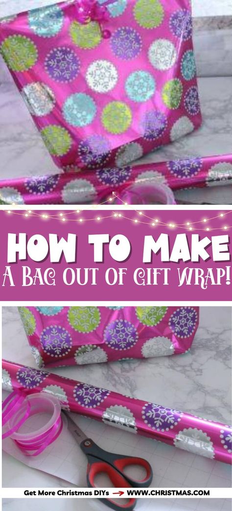 How to Make a Bag out of Gift Wrap DIY How To Wrap A Basket With Wrapping Paper, How To Make Gift Bag Out Of Wrapping Paper, How To Make A Gift Bag Out Of Gift Wrap, Make A Paper Bag Gift Wrapping, How To Make Gift Bag From Wrapping Paper, Make A Gift Bag Out Of Wrapping Paper, Luggage Gift Wrapping Ideas, How To Make A Gift Bag From Wrapping Paper, How To Wrap Tube Presents