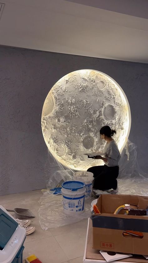 Daily Dose Of Art 🎨 on Instagram: “Comment “MOON” in your language 🌙 Credit: @hyegyung.artist” Paint Wall Art, Black Feature Wall, Color Drawing, Paint Wall, Moon Decor, Wall Tattoo, Wall Decor Design, Home Design Decor, Moon Art