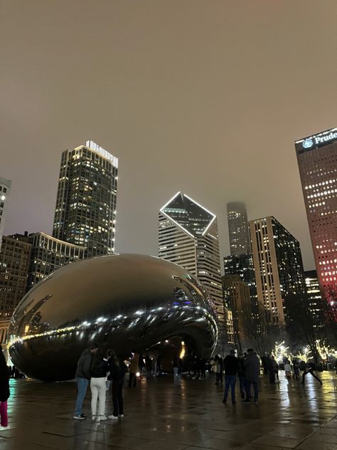 Aesthetic Pictures Of Chicago, Chicago City Lights, Travel To Chicago, Travel Aesthetic Chicago, Chicago Bean Aesthetic, Life In Chicago, Couple In Chicago, Chicago By Night, Chicago Lifestyle Aesthetic