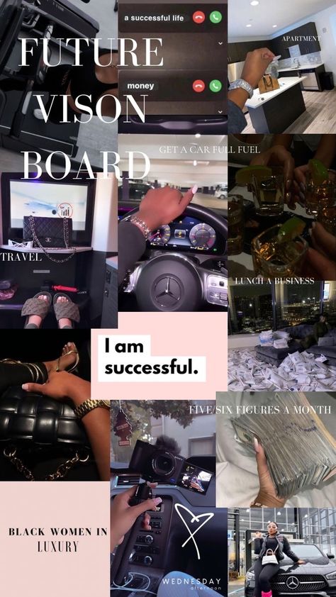 Favourcore Aesthetic, Vision Board Ideas Luxury, Credit Card Asthetic Picture, Vison Boards Business, Black Women Luxury Vision Board, Painted Vision Board Ideas, Melanin Vision Board, Vision Bored Ideas Aesthetic, Vision Board Wallpaper Black Women