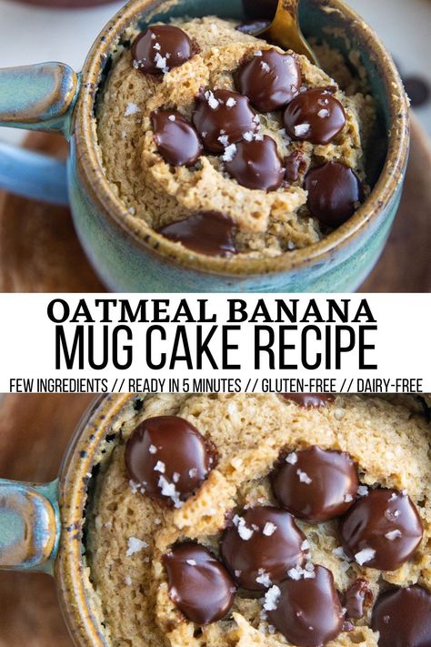 oatmeal banana bread mug cake Baked Oats Mug Cake, Mug Oat Cake, 1 Minute Oats Recipes, Oat Mug Cake Microwave, Oats Mug Cake, Healthy Mug Desserts, Baked Oatmeal Recipes Single Serving, Healthy Late Night Snacks Sweet, Protein Mug Cake Recipe